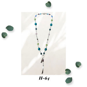 Multicolor Czech Glass Beaded Necklace - Flip Flop Sandal Charm